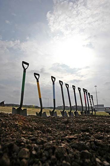 Site Dedication Shovels Representing Cancer Types 